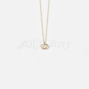 Stylized Cancer sign pendant in bright gold, symbolic of intuition and emotion.