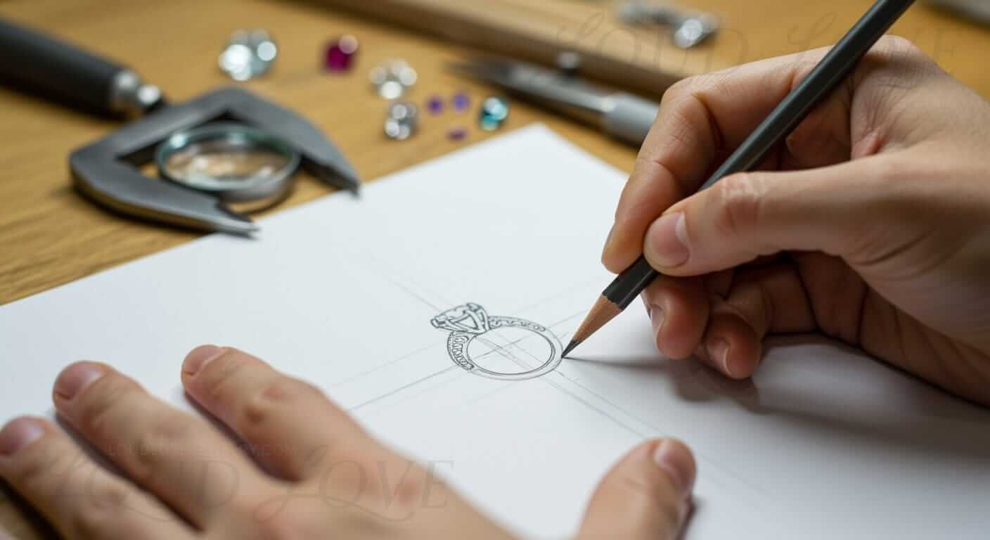 Our designers make a sketch of the jewelry item envisioned by the customer.