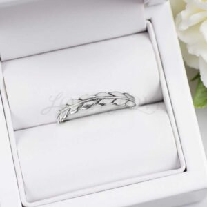 Brass Laurel Wreath Ring with adjustable band and intricate leaf detailing