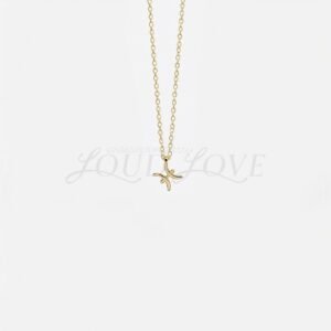 Pisces necklace featuring twin fish zodiac symbol in a graceful gold design.