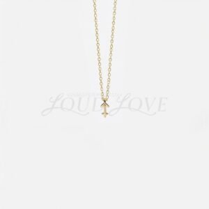 Gold Sagittarius pendant showing the archer symbol with clean geometric lines.