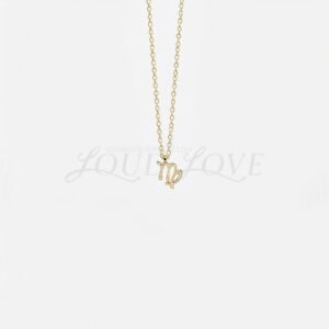 Golden Virgo sign necklace featuring elegant lines on a dainty chain.